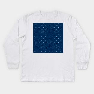 Aligned small beige dots over dark blue Kids Long Sleeve T-Shirt